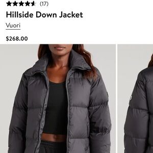 Vuori Hillside Down Jacket / Black Quilted Puffer Down Jacket Water-Resistant